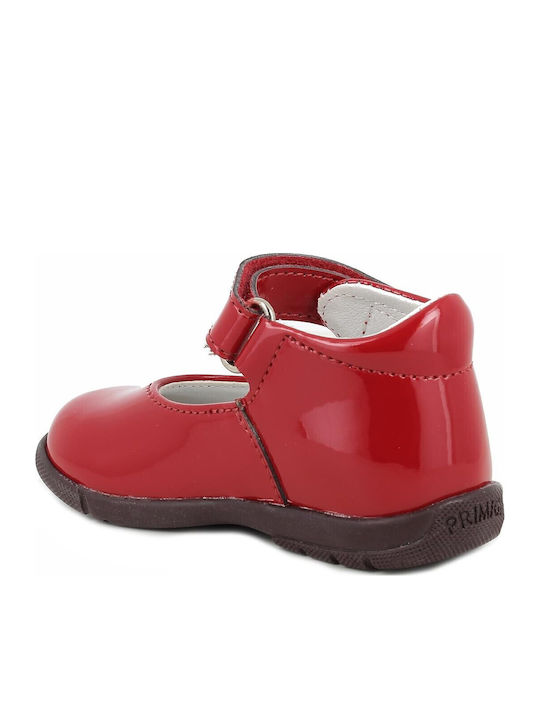Kids Ballerinas with Hook and Loop Closure in Red Patent Leather