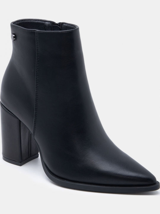 Schwarze Damen-Wildleder-Stiefeletten mit hohem Absatz