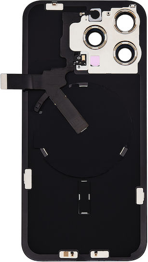 Back Glass W Magsafe Magnet & Nfc & Flashlight Flex Iphone 15 Pro Max No Logo Aftermarket Blue Titanium