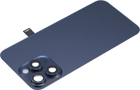 Back Glass W Magsafe Magnet & Nfc & Flashlight Flex Iphone 15 Pro Max No Logo Aftermarket Blue Titanium