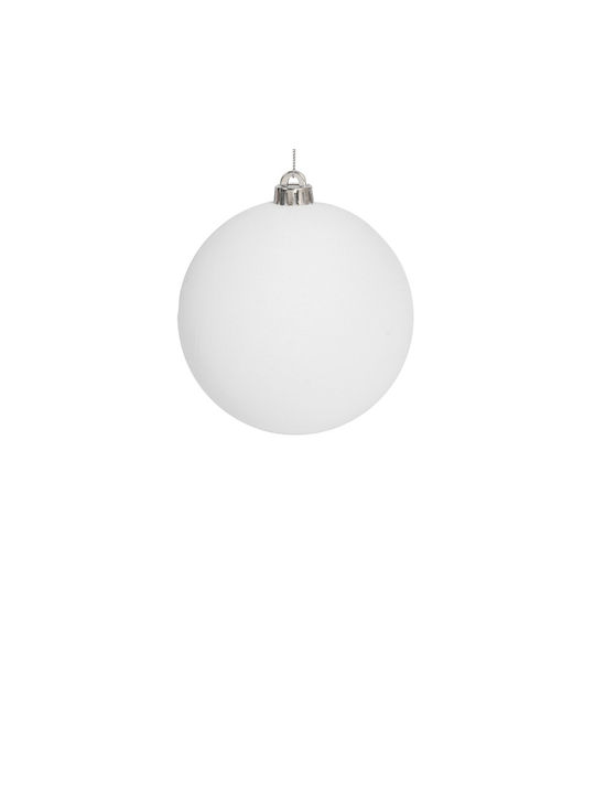 Lianosxmas White Velvety Plastic Christmas Ball 15cm 26284