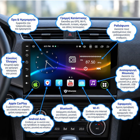 VenCore Auto-Audiosystem für Honda Accord 2002–2021 (Bluetooth/USB/AUX/WiFi/GPS/Apple CarPlay/Android Auto) mit 10,1-Zoll-Touchscreen