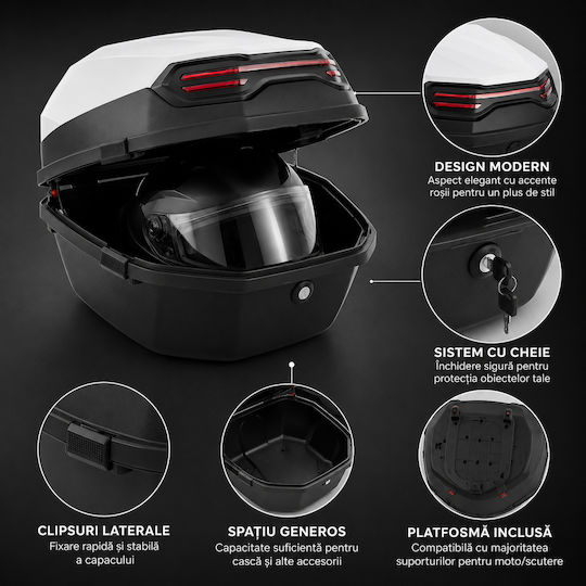 FIXATO Topcase Alb pentru Motocicletă