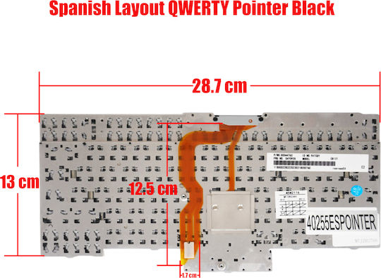 Tastatură Spaniolă pentru Laptop Teclado Español Para Portátil Spanish Laptop Keyboard Lenovo Thinkpad T400s T410 T410i T410s T410si T420 T420i T420s T510 T510i T520 T520i W510 W520 X220 X220i X220s X220t cu Pointer Negru Κωδ.40255espointer