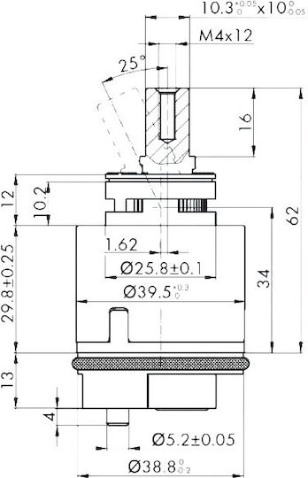 NKJ40B 07144 Κεραμικός Μηχανισμός Μπαταρίας Φ40 4100031160001