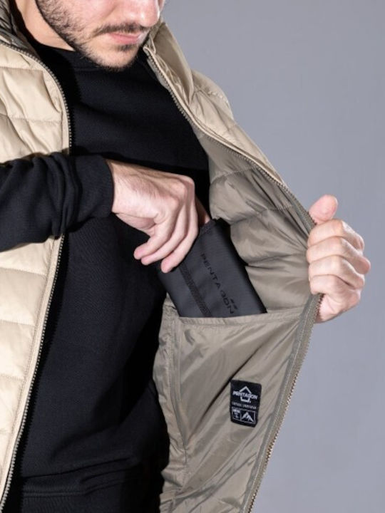 Sleeveless Jacket Puffer Khaki