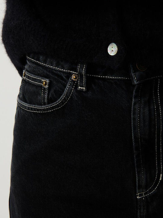 High Rise Women's Jean Pants In Balloon Leg Style Black