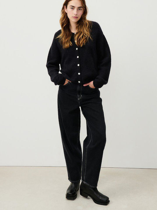 High Rise Women's Jean Pants In Balloon Leg Style Black
