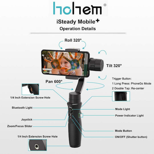 Hohem Mobile+ Handy-Gimbal mit 13 Stunden Laufzeit Schwarz