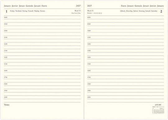 Letts Tagesagenda A5 2027 Leder
