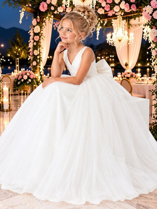Girls Dress Sleeveless for Flower Girl White