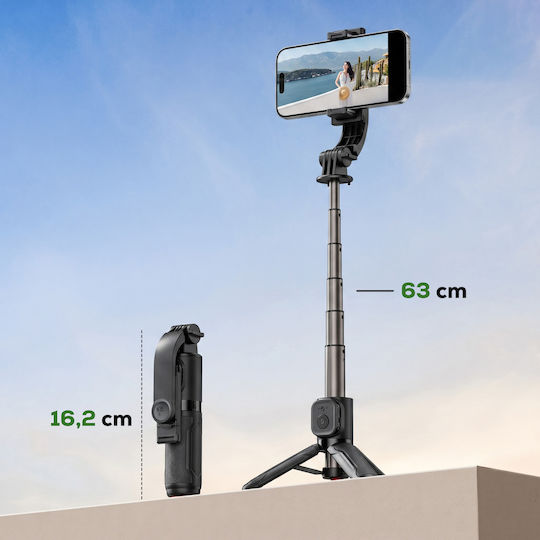Acefast Extendable 63 Cm Bluetooth Selfie Stick Tripod Auto-opening Feature Black