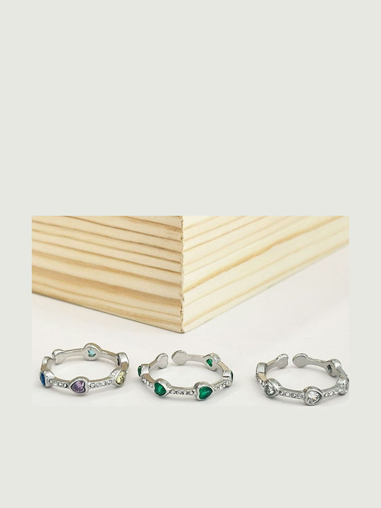 Women's Ring with Stones in Steel