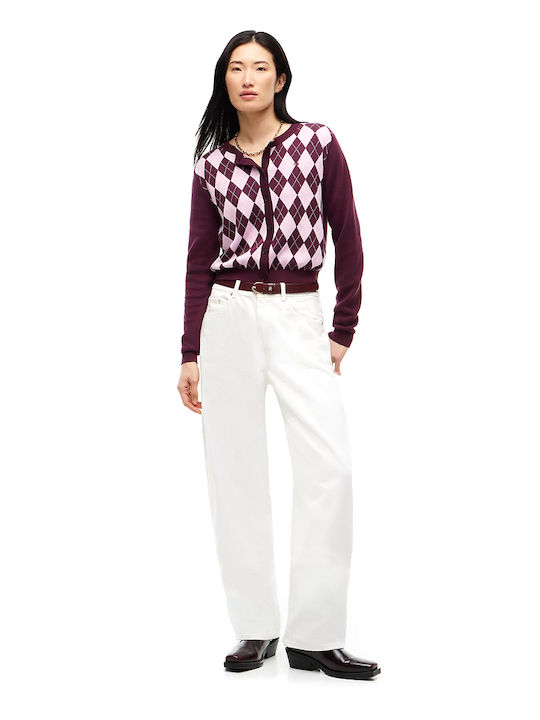 Women's Knitted Cardigan Burgundy-Pink
