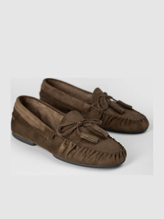 Damen-Loafers aus Wildleder in Grün