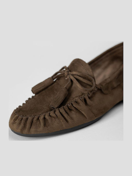 Damen-Loafers aus Wildleder in Grün