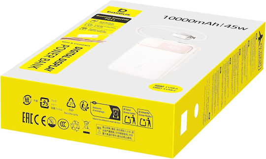 Baseus Enerfill FC11 Power Bank 10000mAh 45W με Θύρα USB-A και Θύρα USB-C Ivory