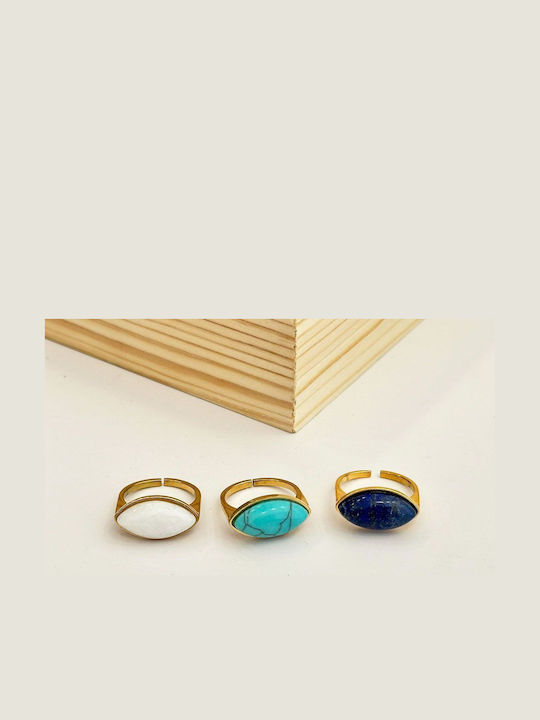 Damen Stahl Vergoldeter Ring