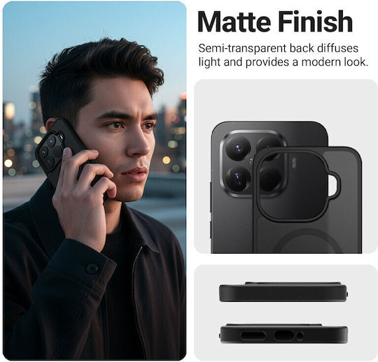 Crong Hybrid Matte Магнитен Заден Калъф Черен (Xiaomi 15T Pro)
