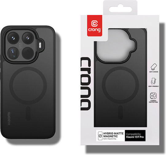 Crong Hybrid Matte Магнитен Заден Калъф Черен (Xiaomi 15T Pro)