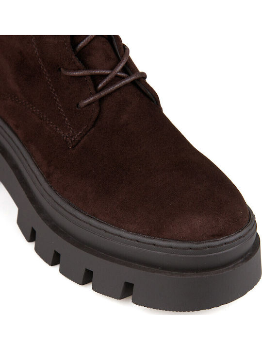 Suede Women's Brown Combat Boots