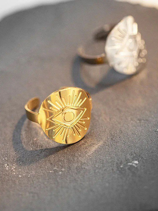 Damen Stahl Vergoldeter Ring