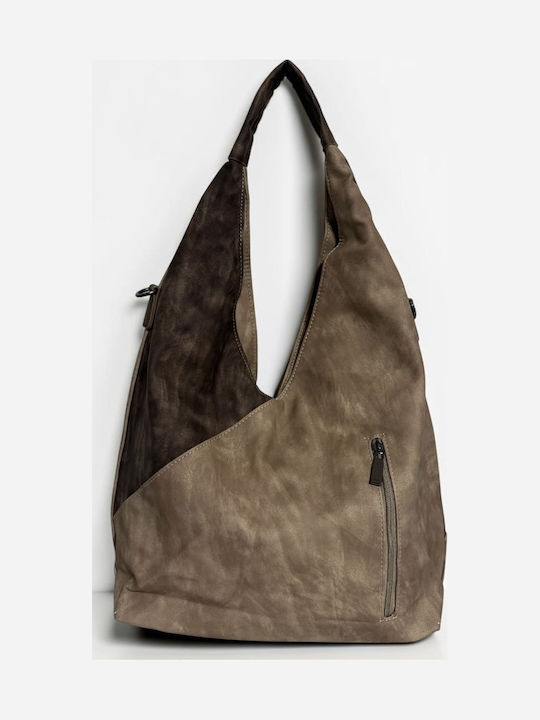 Beige Damen-Schultertasche