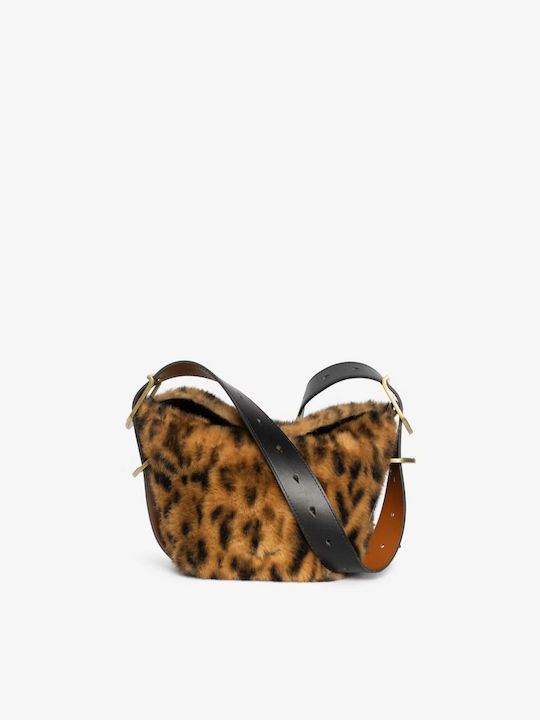 Damen-Flap-Tasche aus Fell in Tabakbraun