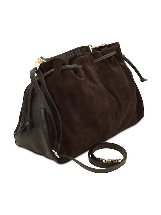 Δερμάτινη Γυναικεία Shopper Τσάντα Suede Καφέ