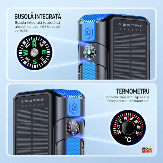 Linomag Соларна Външна Батерия 40000 mAh с 2 USB-A и 2 USB-C Изходни Порта