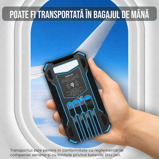 Linomag Ηλιακό Power Bank 20000mAh 15W με 3 Θύρες USB-A και Θύρα USB-C Blue