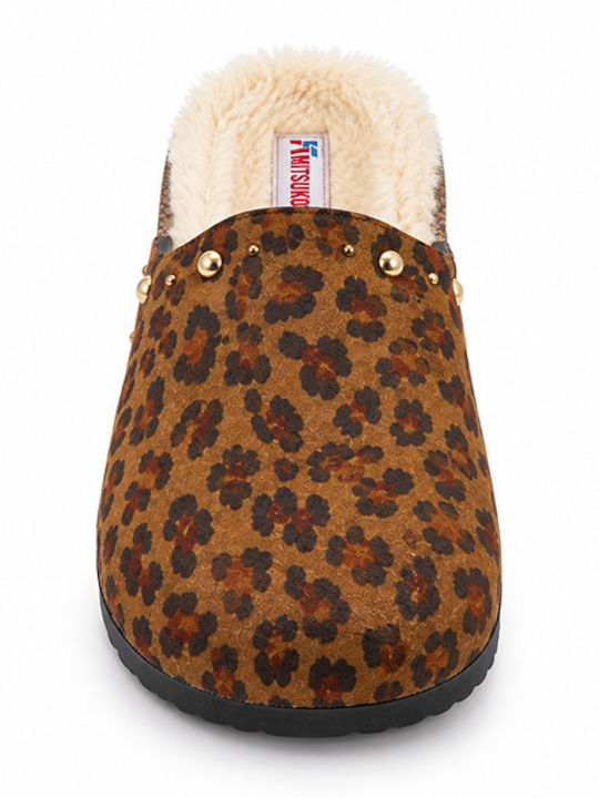 Suede Clogs Women's Slippers Leopard