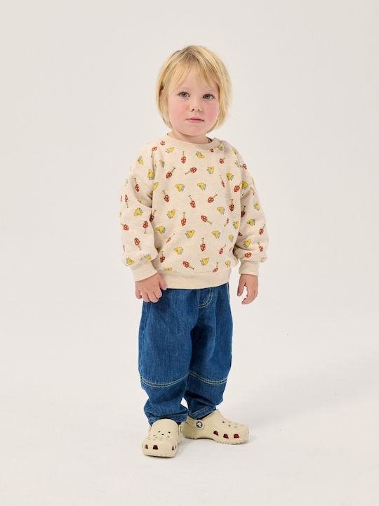 Kinder-Sweatshirt Ecru Mush Monster Duo Allover
