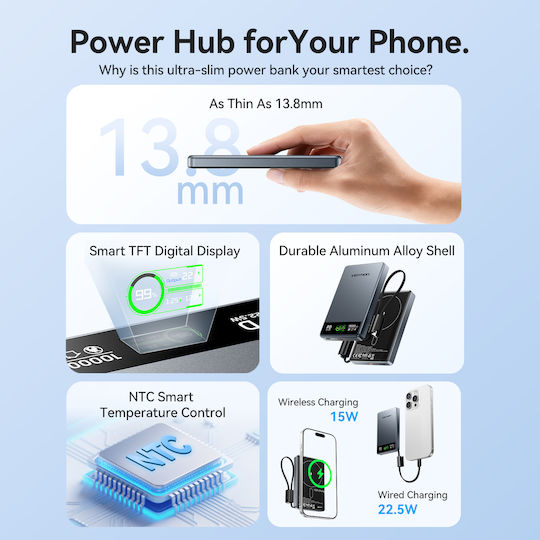 Vention MagSafe Power Bank 10000mAh 22.5W με Θύρα USB-C Charcoal Grey