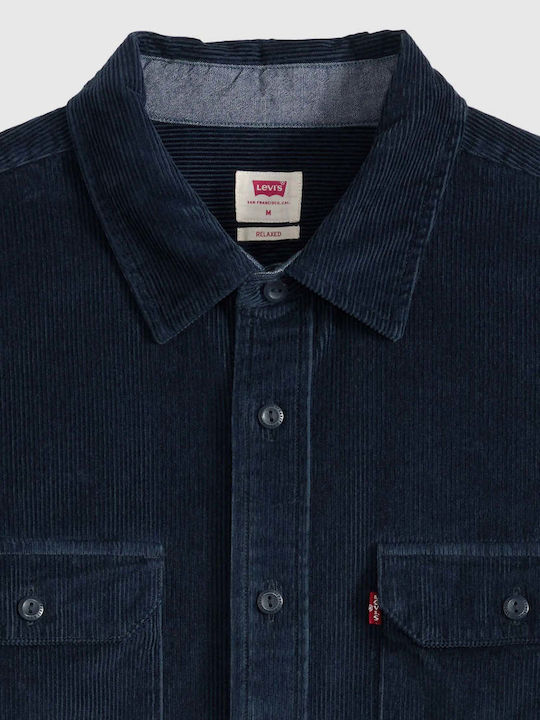 Classic Langarm-Cord-Overshirt in weiter Passform Navy Blazer