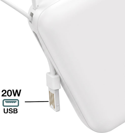 Akashi Baterie Externă 10000mAh 22W cu Port USB-A și Port USB-C Alb