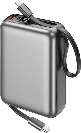 Akashi Multi-Charge Powerbank 20000 mAh 22,5 W mit USB-A- und USB-C-Anschluss in Grau