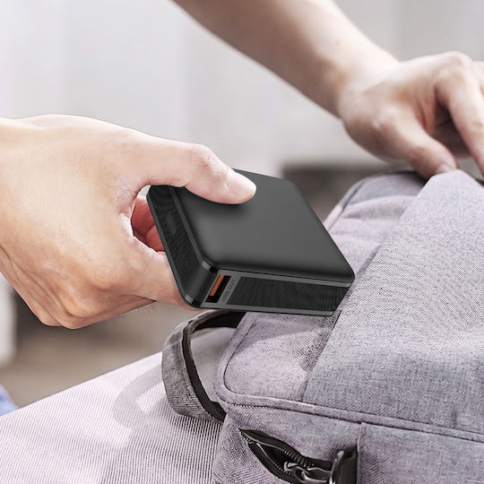 Akashi Powerbank 10000 mAh 22 W mit USB-A-Anschluss und USB-C-Anschluss, Power Delivery, Schwarz