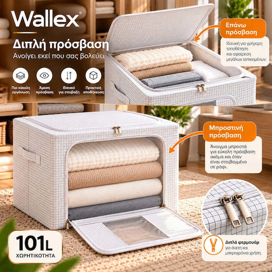Wallex Cutie Textilă de Depozitare pentru Haine / Pătură/Pilotă / Costum / Palton / Rochii / Lenjerie Intimă / Șosete / Articole Tricotate / Cămașă / Curele / Genți / Cravate, de Culoare Albă 60x42x40cm