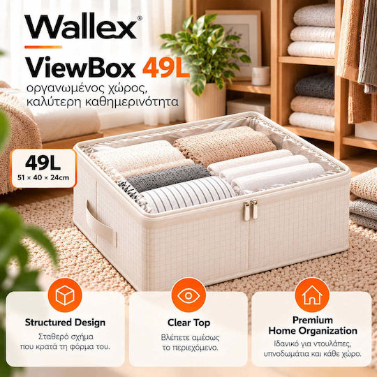 Wallex Cutie de Depozitare din Material Textil pentru Haine / Pătură/Pilotă / Costum / Palton / Cravate / Rochii / Lenjerie Intimă / Șosete / Tricotaje / Cămașă / Curele / Genți, de Culoare Albă, 51x40x24cm