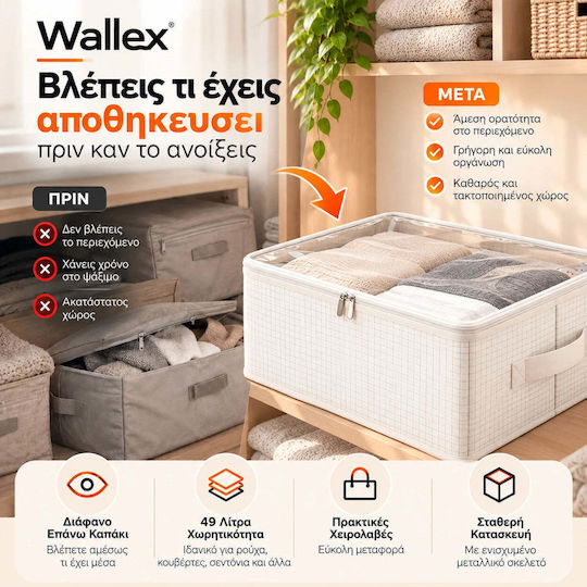 Wallex Cutie de Depozitare din Material Textil pentru Haine / Pătură/Pilotă / Costum / Palton / Cravate / Rochii / Lenjerie Intimă / Șosete / Tricotaje / Cămașă / Curele / Genți, de Culoare Albă, 51x40x24cm