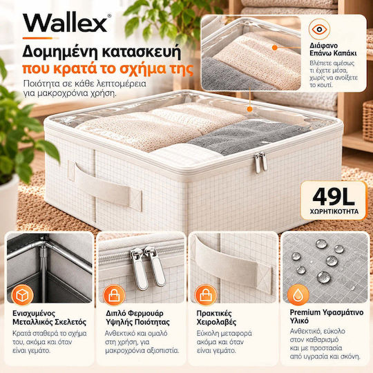 Wallex Cutie de Depozitare din Material Textil pentru Haine / Pătură/Pilotă / Costum / Palton / Cravate / Rochii / Lenjerie Intimă / Șosete / Tricotaje / Cămașă / Curele / Genți, de Culoare Albă, 51x40x24cm