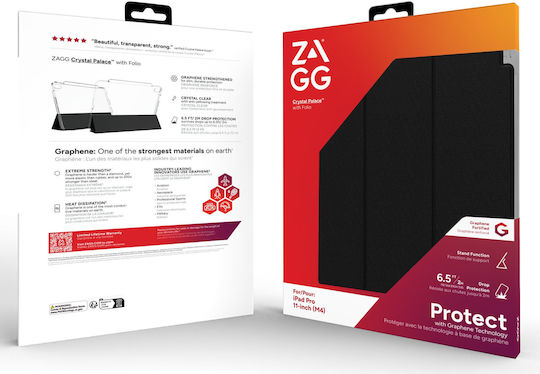 Zagg Crystal Palace Folio Калъф за iPad Pro 11" M4 Прозрачна Защита при Падане от 2 м Антимикробен