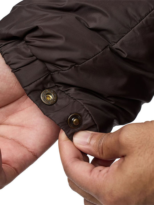 Expedition Down Lite Winter Synthetic Leather Windproof Brown Jacket