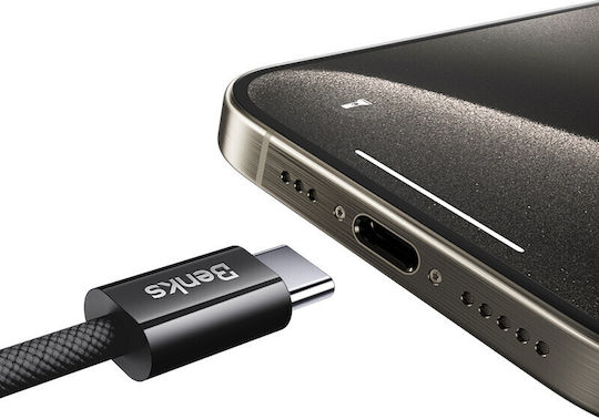 Benks Braided USB-C to Lightning Cable 27W Μαύρο 2m