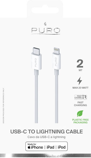 Puro Редовна USB-C към Lightning кабел 20W Бял 2м (CAPLTUSBC2MTWHI)