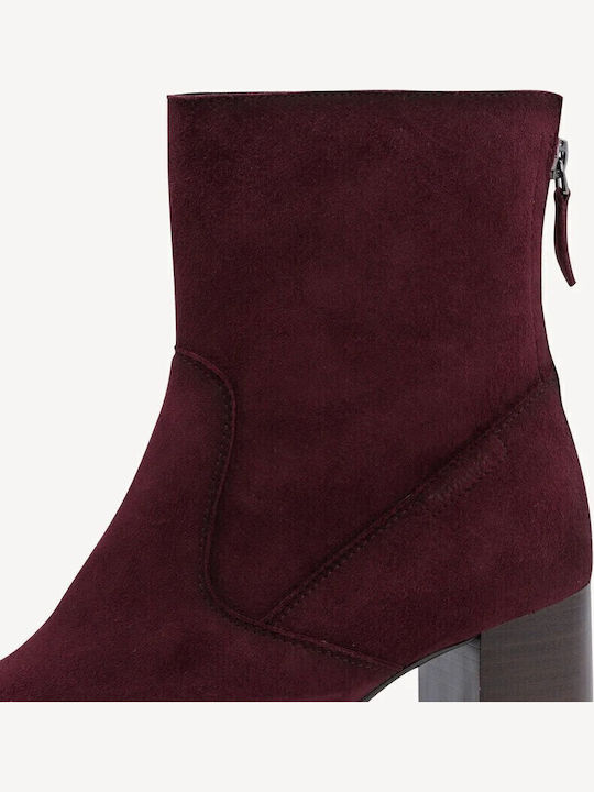 Μ botine de Damă din Piele Întoarsă, până la Gleznă, Bordo