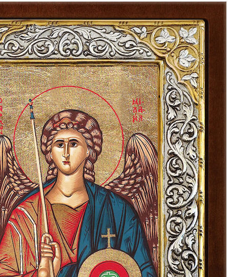 Αρχάγγελος Μιχαήλ Ασημένια Εικόνα Μεταξοτυπία 26x20cm
