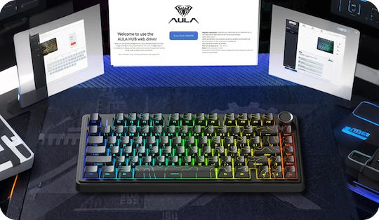 Aula F75HE Kabelloses Gaming-Tastatur 75% mit Magnetischen Schaltern und RGB-Beleuchtung Englisch US Schwarz/Grau