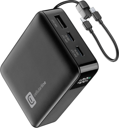 Cellular Line Power Bank 10000mAh 20W με Θύρα USB-A και 2 Θύρες USB-C